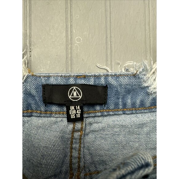 Misguided Size 10 Women Skirt Denim Jean Knee Length Distress Light Wash… - Picture 4 of 5